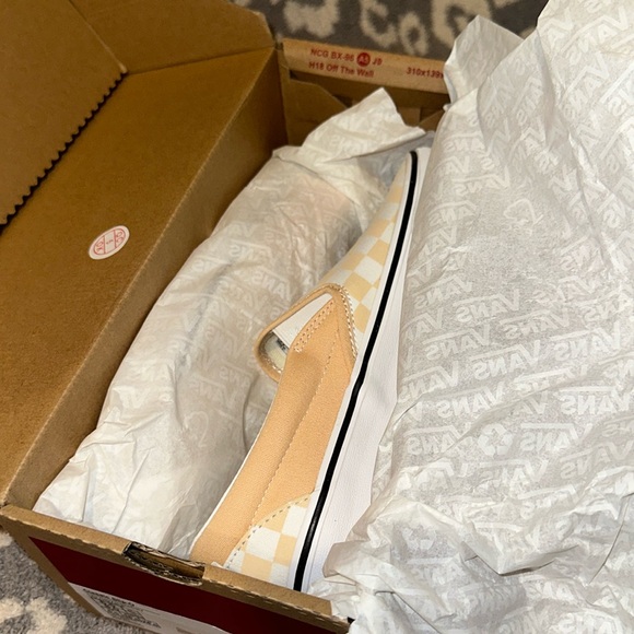 Vans Classic Slip-On Theory Checkerboard 🍯 Honey Peach🍑 New 🆕 & Never Worn - Picture 16 of 17